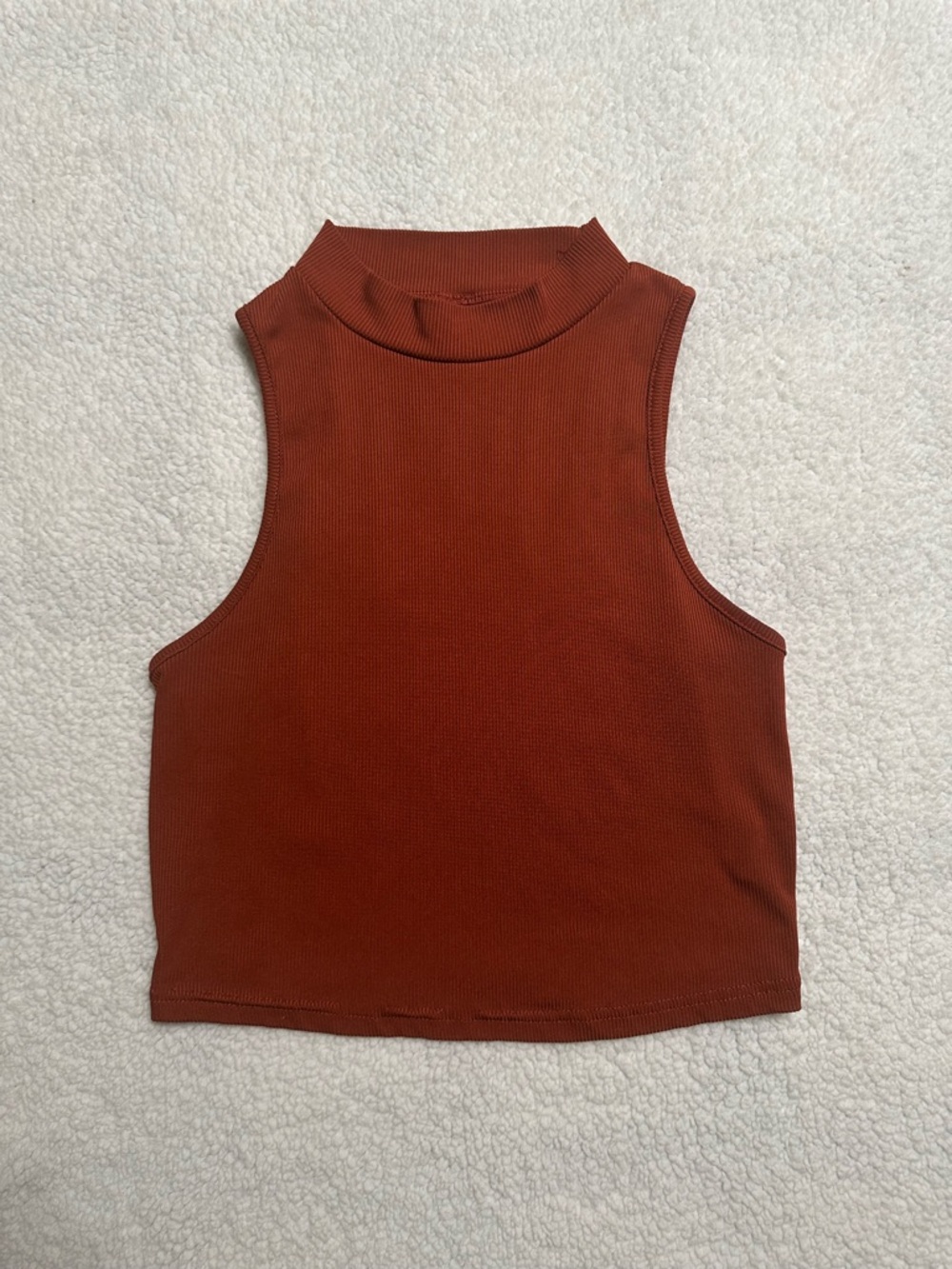 SHEIN Rust High Neck Ribbed Crop Tank